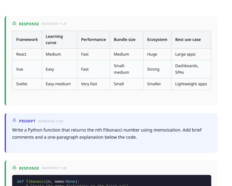 The same comparison table after exporting to PDF, with formatting preserved